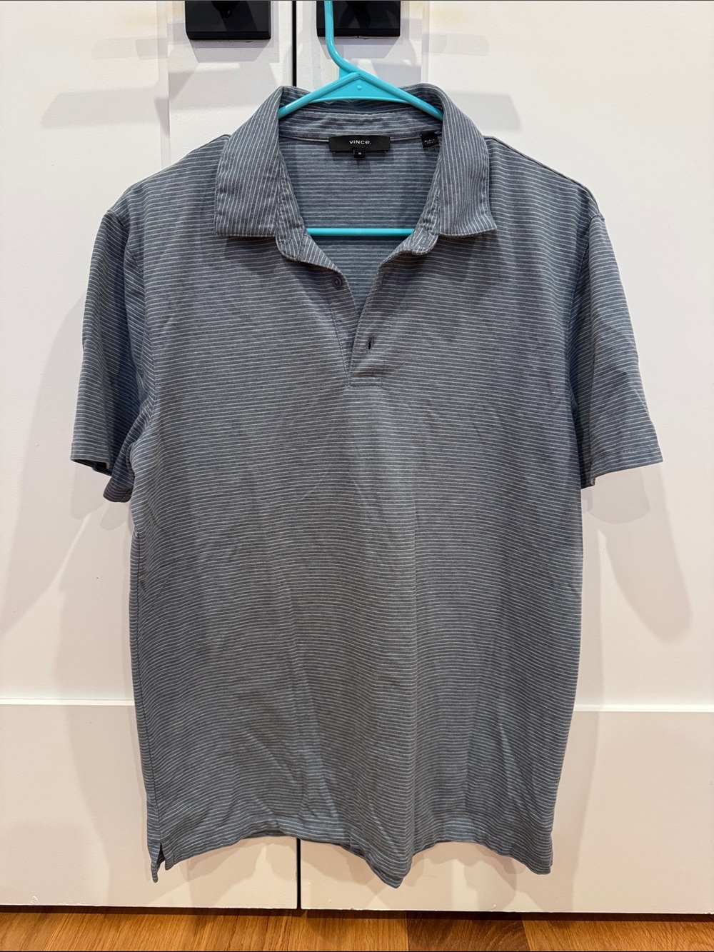 Vince Micro Striped Slub Preppy California Business Casual Polo Size Medium